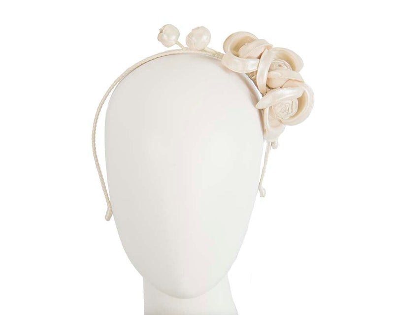 Cupids Millinery Women's Hat Cream Cream leather flowers headband by Max Alexander