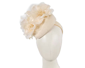 Cupids Millinery Women's Hat Cream Cream pillbox with large flower by Fillies Collection