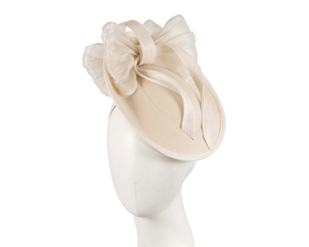 Cupids Millinery Women's Hat Cream Cream plate with bow winter fascinator by Fillies Collection