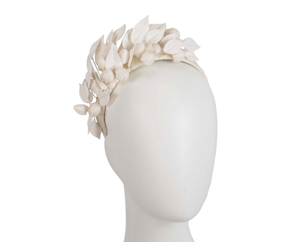 Cupids Millinery Women's Hat Cream Cream sculptured leather flower headband fascinator by Max Alexander