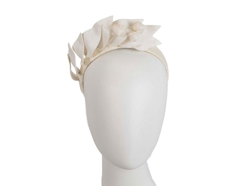 Cupids Millinery Women's Hat Cream Cream sculptured leather headband racing fascinator by Max Alexander