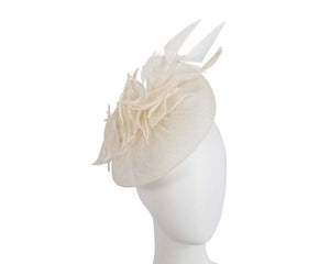 Cupids Millinery Women's Hat Cream Cream sinamay racing fascinator by Max Alexander