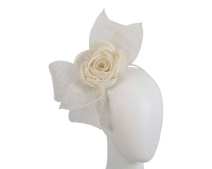 Cupids Millinery Women's Hat Cream Large cream sinamay bow racing fascinator by Max Alexander