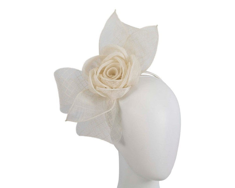 Cupids Millinery Women's Hat Cream Large cream sinamay bow racing fascinator by Max Alexander