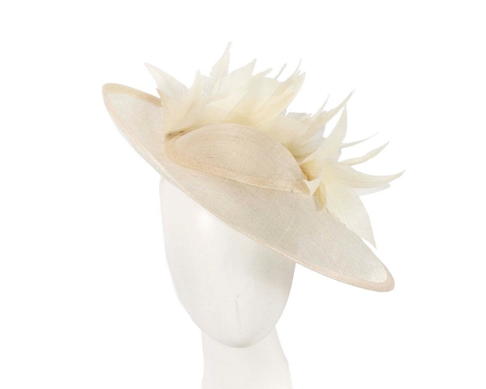 Cupids Millinery Women's Hat Cream Large cream sinamay fascinator hat by Max Alexander