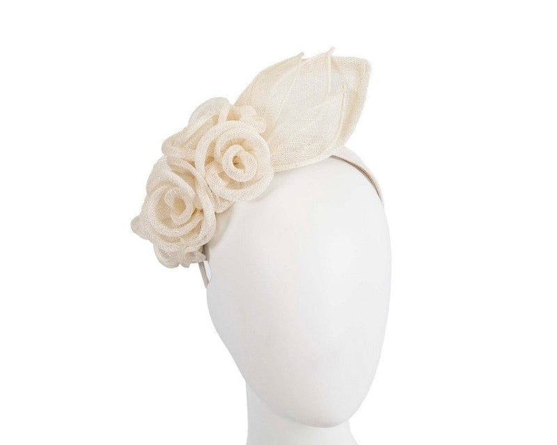 Cupids Millinery Women's Hat Cream Large cream sinamay  flower fascinator by Max Alexander