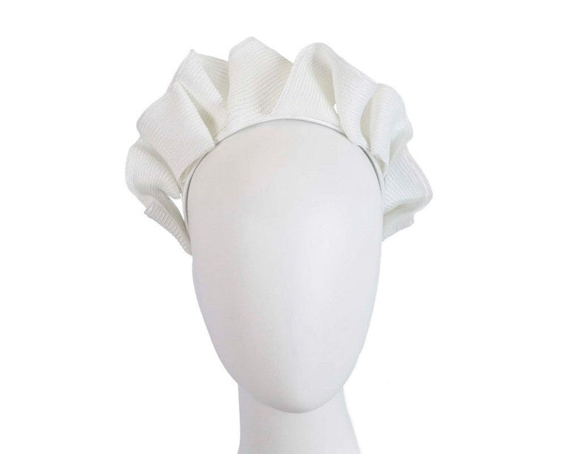 Cupids Millinery Women's Hat Cream Large white crown racing fascinator by Max Alexander