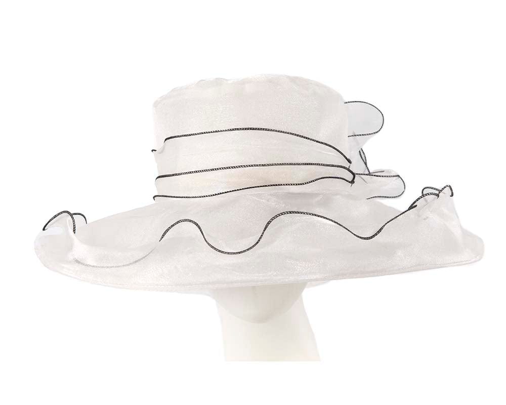 Cupids Millinery Women's Hat Cream Large White Organza Racing Hat