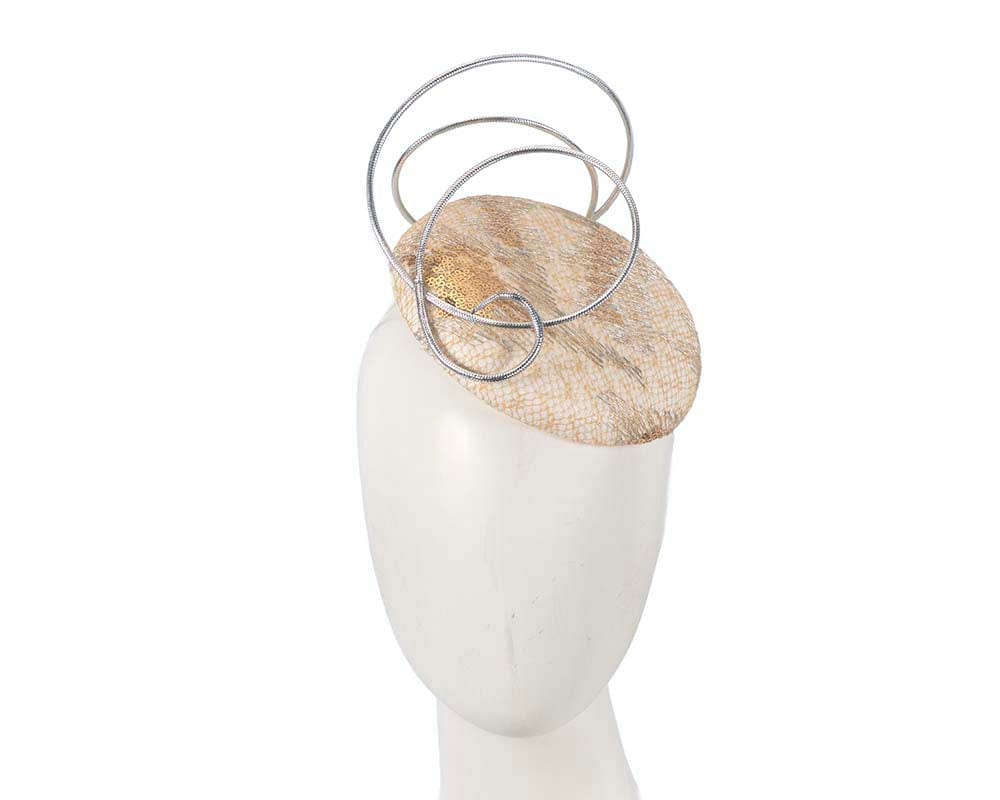 Cupids Millinery Women's Hat Cream/Silver Bespoke designers cream & silver fascinator