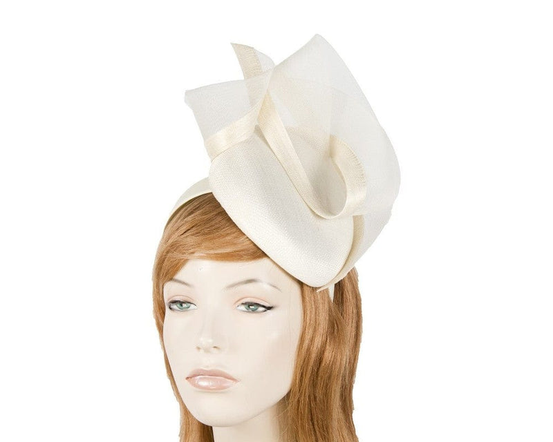 Cupids Millinery Women's Hat Cream Tall cream pillbox fascinator