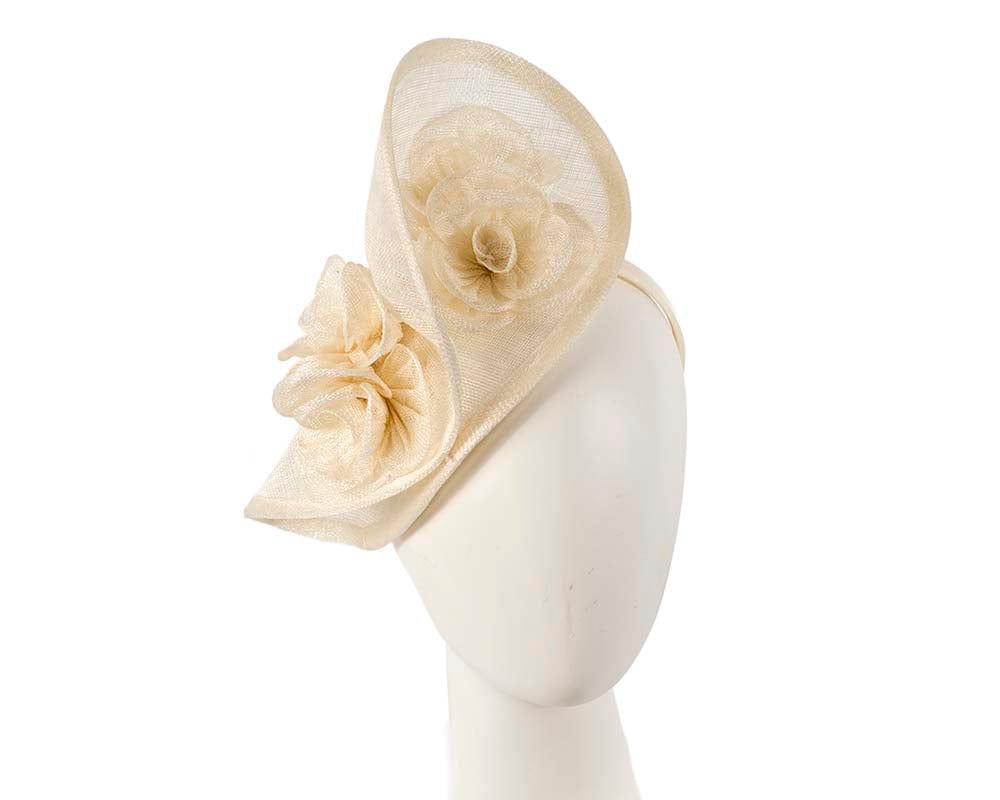 Cupids Millinery Women's Hat Cream Tall cream sinamay fascinator by Max Alexander