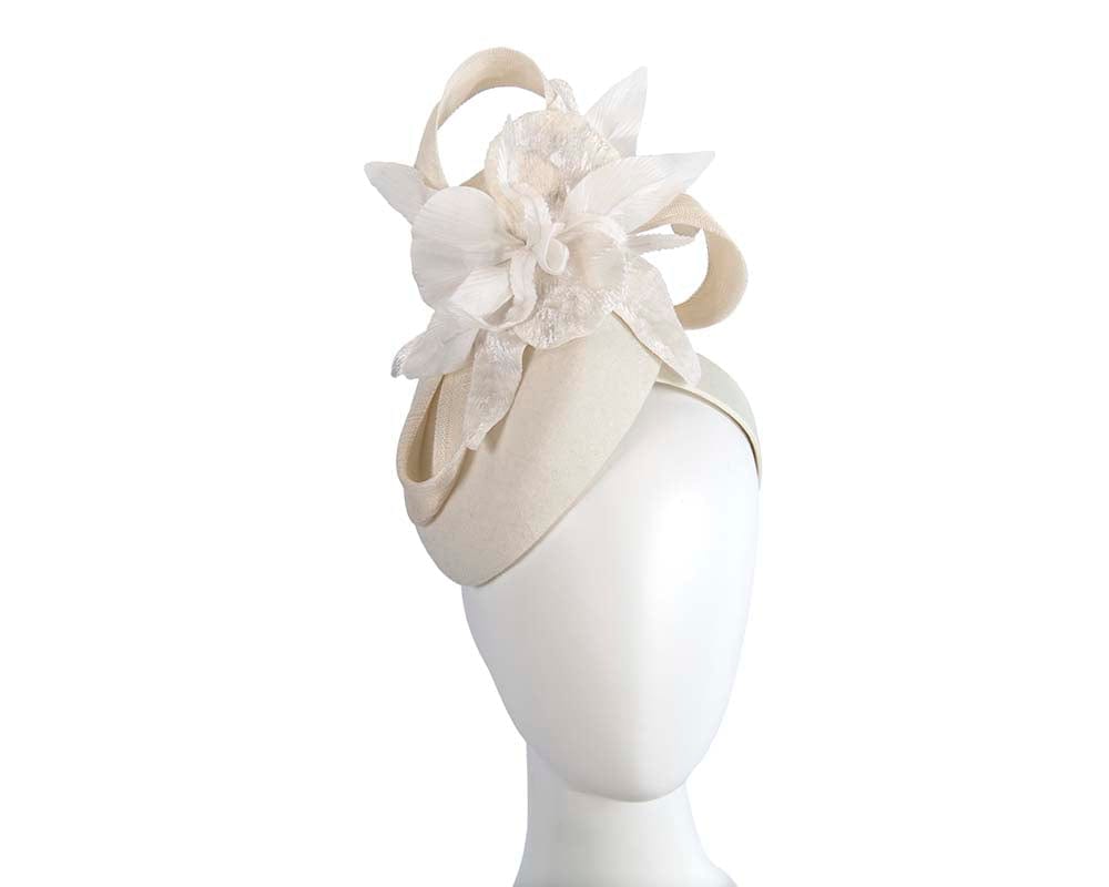 Cupids Millinery Women's Hat Cream Tall cream winter racing pillbox fascinator by Fillies Collection