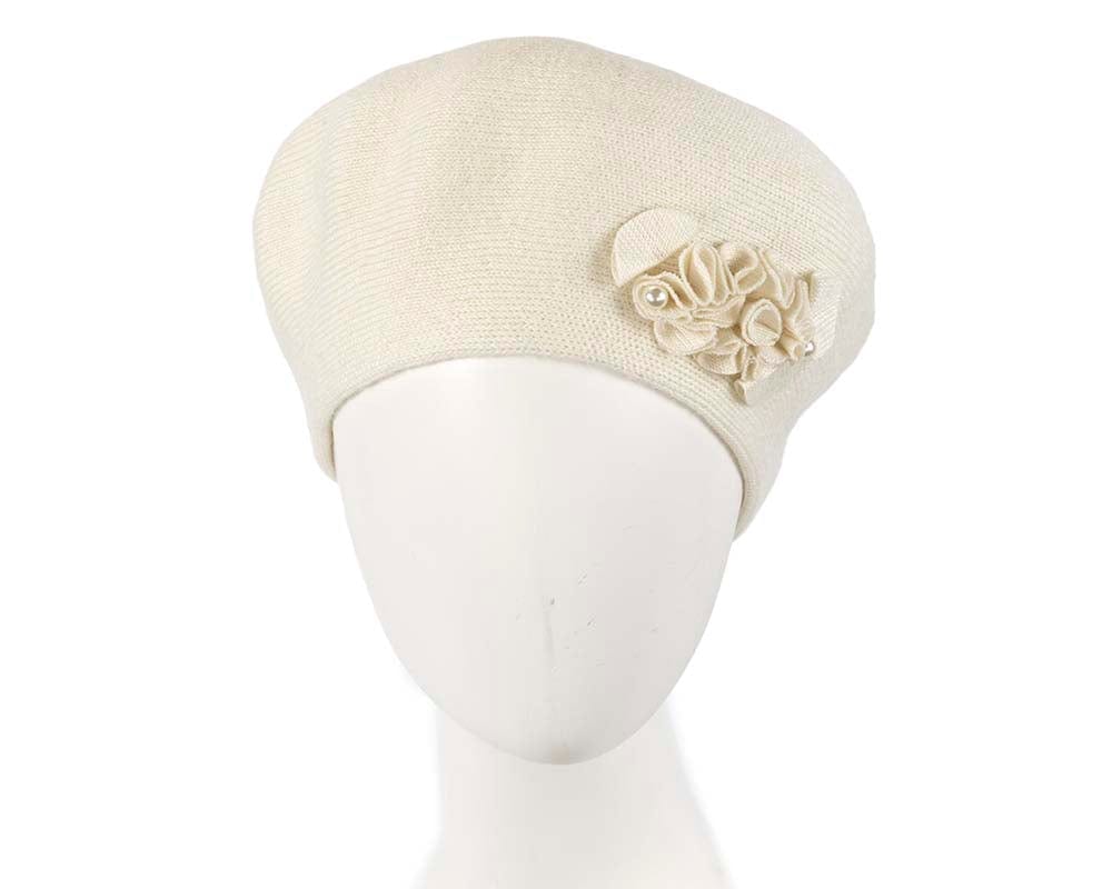 Cupids Millinery Women's Hat Cream Warm woven cream beret by Max Alexander