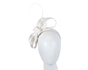 Cupids Millinery Women's Hat Cream White loops and feather fascinator by Max Alexander