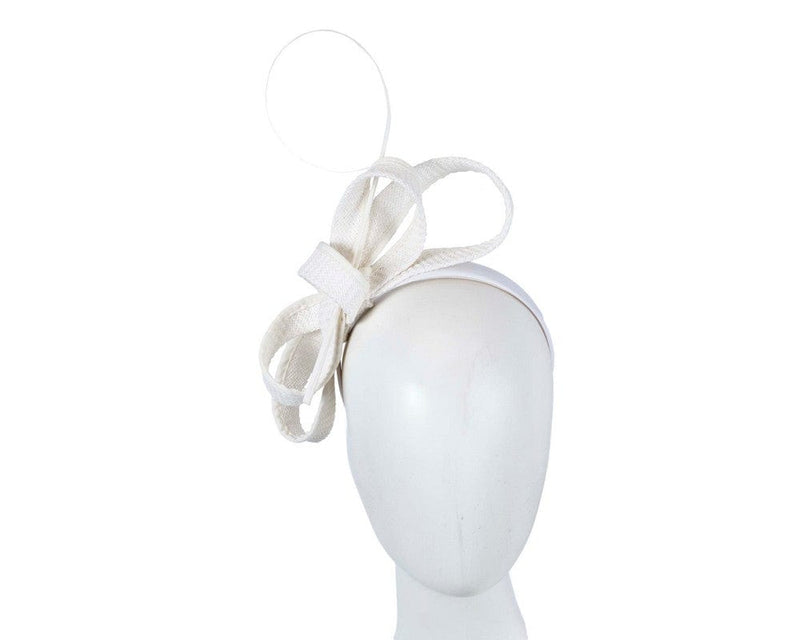 Cupids Millinery Women's Hat Cream White loops and feather fascinator by Max Alexander