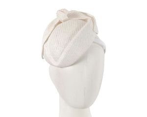 Cupids Millinery Women's Hat Cream White pillbox with bow