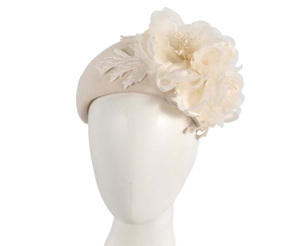 Cupids Millinery Women's Hat Cream Wide cream headband with silk flower