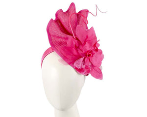 Cupids Millinery Women's Hat Fuchsia Bespoke fuchsia fascinator with flower