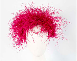 Cupids Millinery Women's Hat Fuchsia Bespoke fuchsia headband with оstriсh feathers by Cupids Millinery