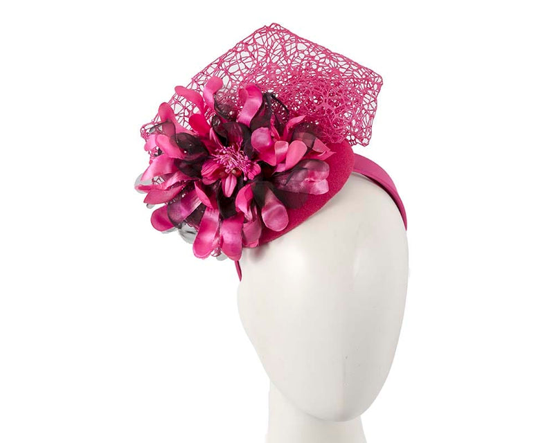 Cupids Millinery Women's Hat Fuchsia Bespoke fuchsia winter racing fascinator