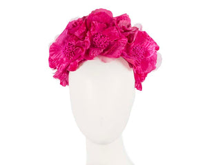 Cupids Millinery Women's Hat Fuchsia Bright Fuchsia flower halo fascinator