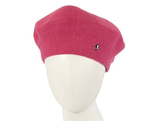 Cupids Millinery Women's Hat Fuchsia Classic woven fuchsia beret by Max Alexander