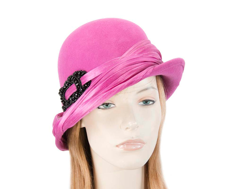 Cupids Millinery Women's Hat Fuchsia Fuchsia felt draped cloche hat