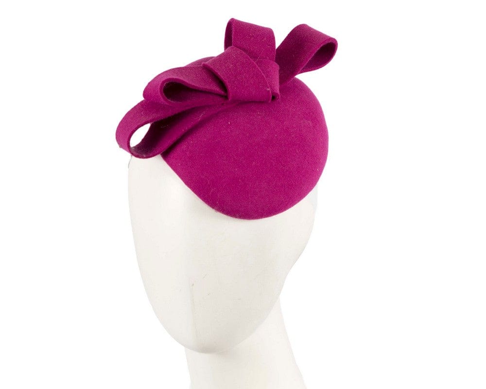 Cupids Millinery Women's Hat Fuchsia Fuchsia felt winter racing pillbox fascinator