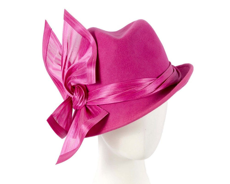 Cupids Millinery Women's Hat Fuchsia Fuchsia ladies winter fashion felt fedora hat by Fillies Collection