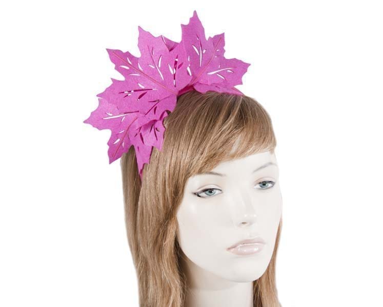 Cupids Millinery Women's Hat Fuchsia Fuchsia laser cut maple leafs on headband