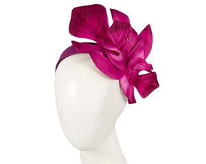 Cupids Millinery Women's Hat Fuchsia Fuchsia monstera leaves fascinator by Max Alexander