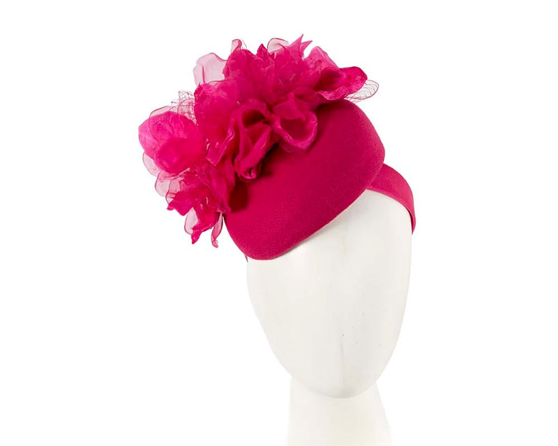 Cupids Millinery Women's Hat Fuchsia Fuchsia pillbox with large flower by Fillies Collection