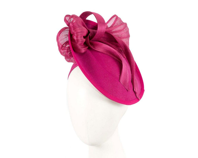 Cupids Millinery Women's Hat Fuchsia Fuchsia plate with bow winter fascinator by Fillies Collection