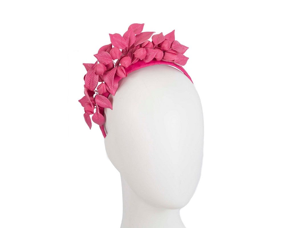 Cupids Millinery Women's Hat Fuchsia Fuchsia sculptured leather flower headband fascinator by Max Alexander