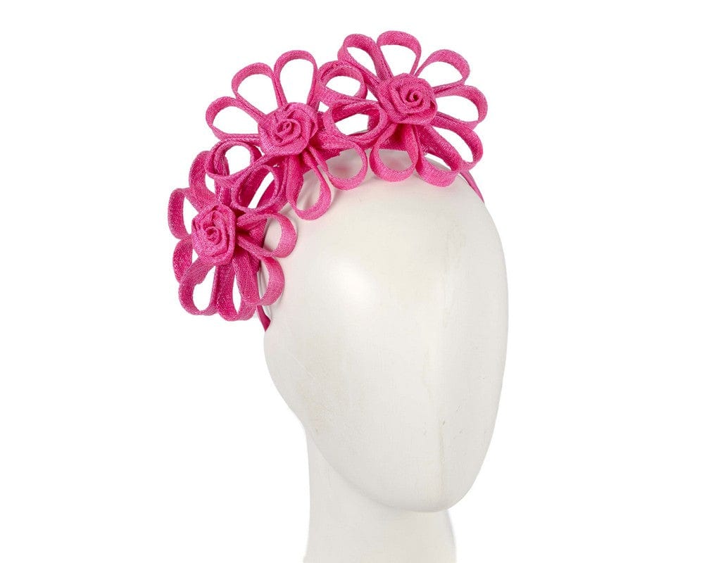 Cupids Millinery Women's Hat Fuchsia Fuchsia sinamay flowers headband by Max Alexander