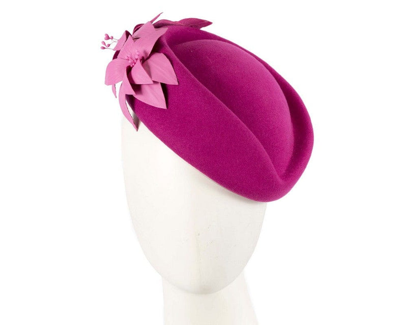 Cupids Millinery Women's Hat Fuchsia Large Fuchsia felt beret hat by Fillies Collection