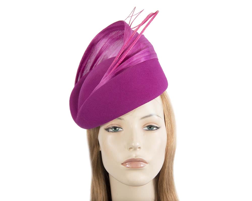 Cupids Millinery Women's Hat Fuchsia Large fuchsia felt fascinator hat by Fillies Collection