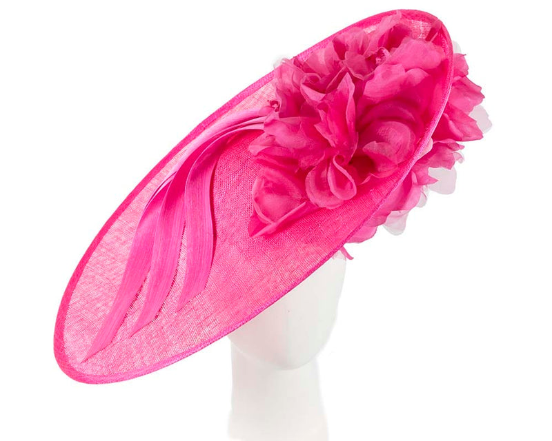 Cupids Millinery Women's Hat Fuchsia Large fuchsia plate racing fascinator by Fillies Collection