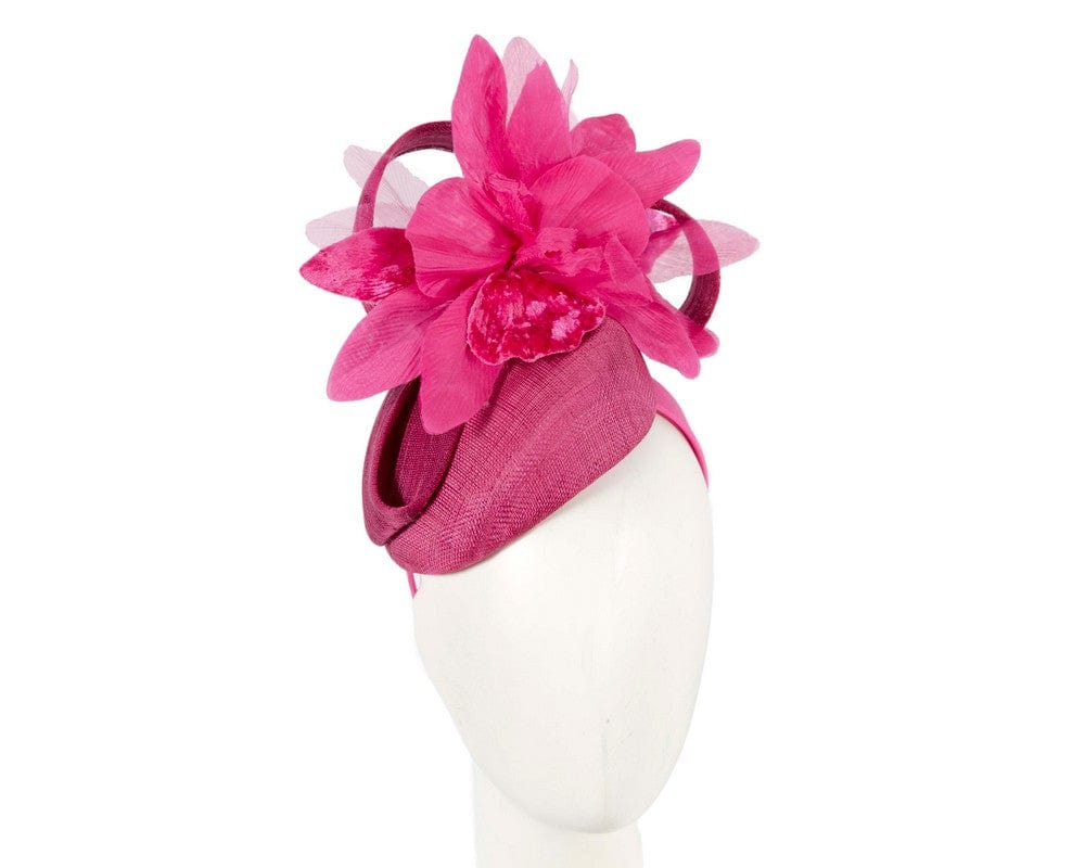 Cupids Millinery Women's Hat Fuchsia Tall fuchsia racing pillbox fascinator by Fillies Collection