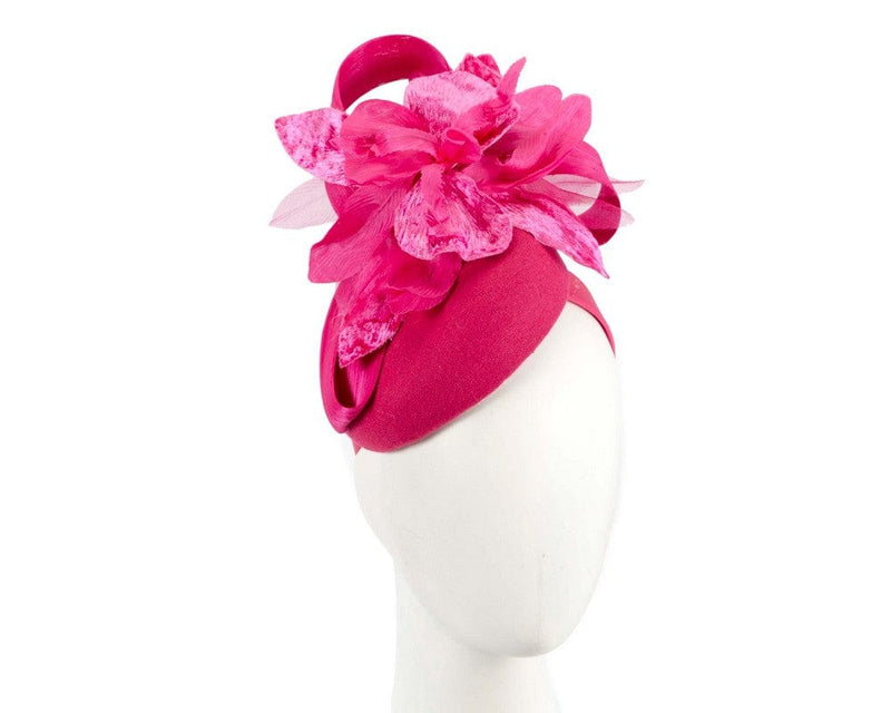 Cupids Millinery Women's Hat Fuchsia Tall fuchsia winter racing pillbox fascinator by Fillies Collection