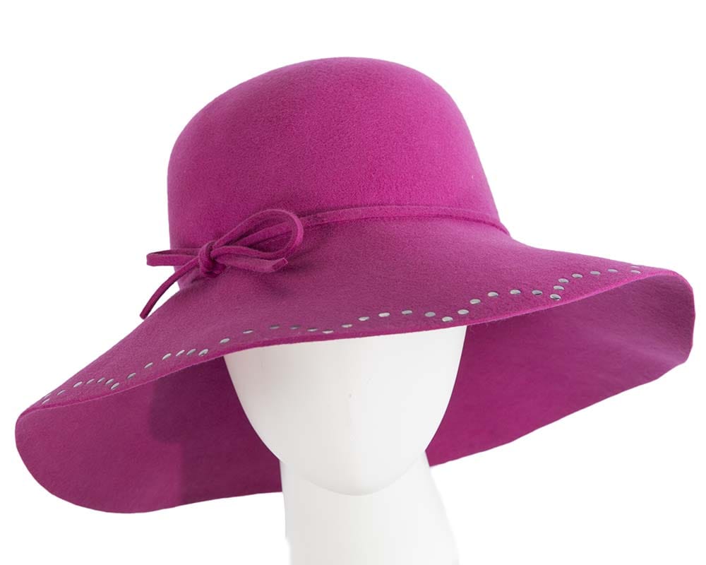 Cupids Millinery Women's Hat Fuchsia Wide brim fuchsia cloche hat by Cupids Millinery