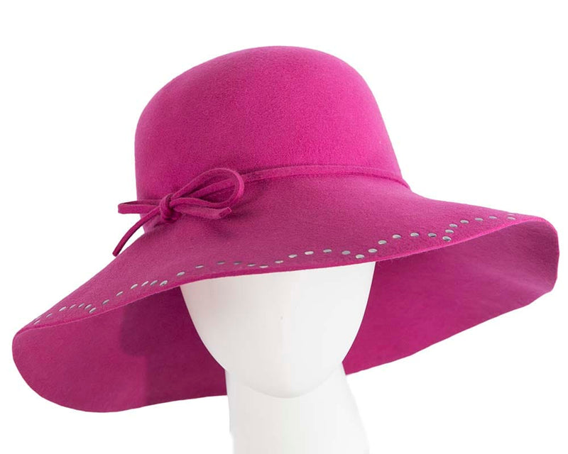 Cupids Millinery Women's Hat Fuchsia Wide brim fuchsia cloche hat by Cupids Millinery