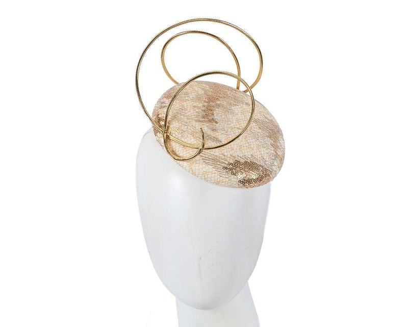 Cupids Millinery Women's Hat Gold/Cream Bespoke designers cream & gold fascinator