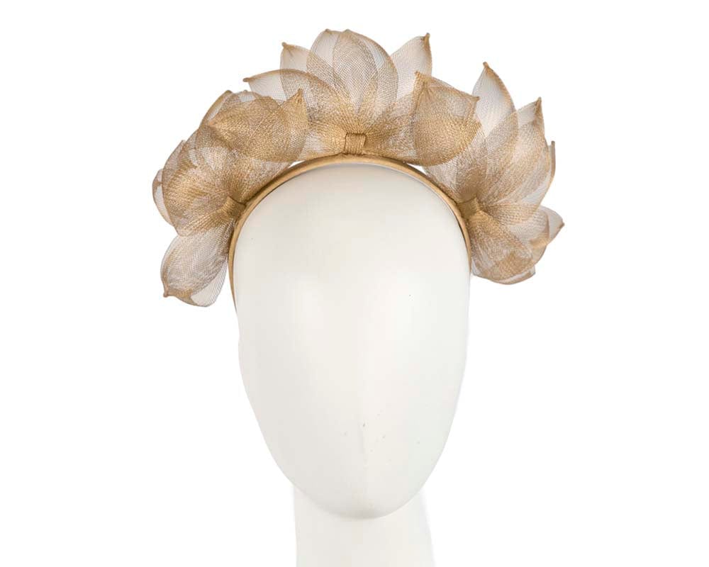 Cupids Millinery Women's Hat Gold Gold crinoline crown fascinator by Max Alexander