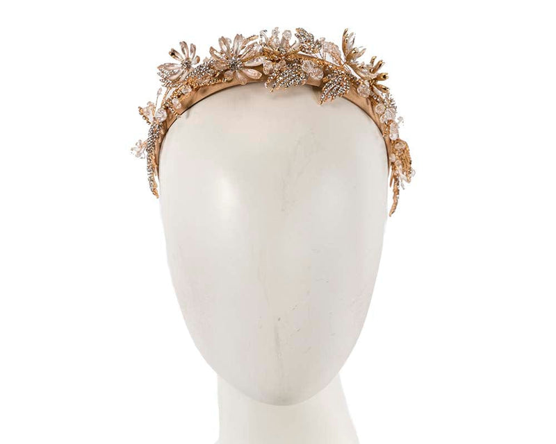 Cupids Millinery Women's Hat Gold Gold flower fascinator headband jewelry