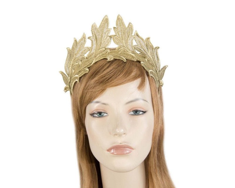 Cupids Millinery Women's Hat Gold Gold lace crown fascinator headband by Max Alexander