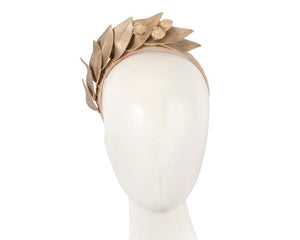 Cupids Millinery Women's Hat Gold Gold sculptured leather headband racing fascinator by Max Alexander