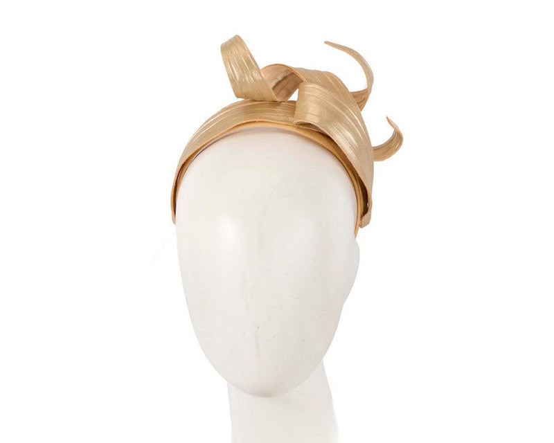 Cupids Millinery Women's Hat Gold Gold sculptured leaves fascinator by Max Alexander