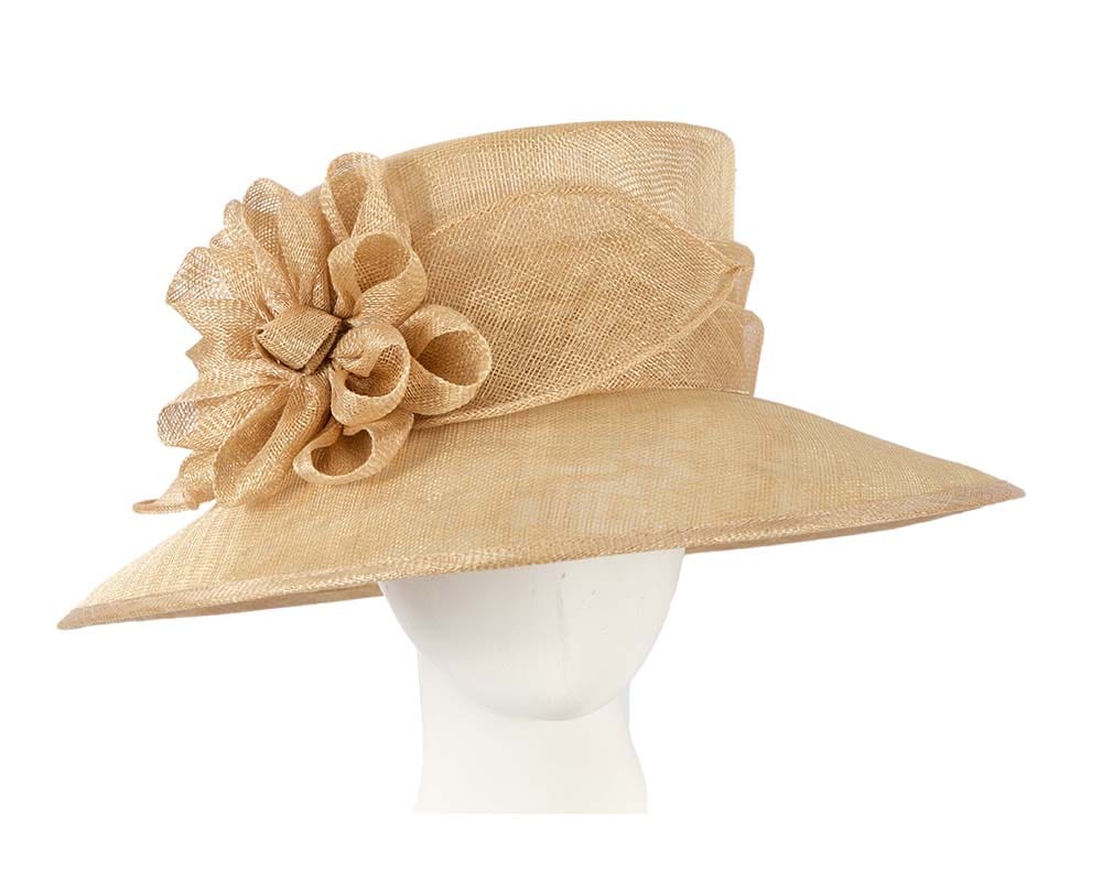 Cupids Millinery Women's Hat Gold Large gold sinamay racing hat