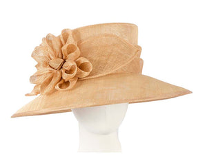 Cupids Millinery Women's Hat Gold Large gold sinamay racing hat